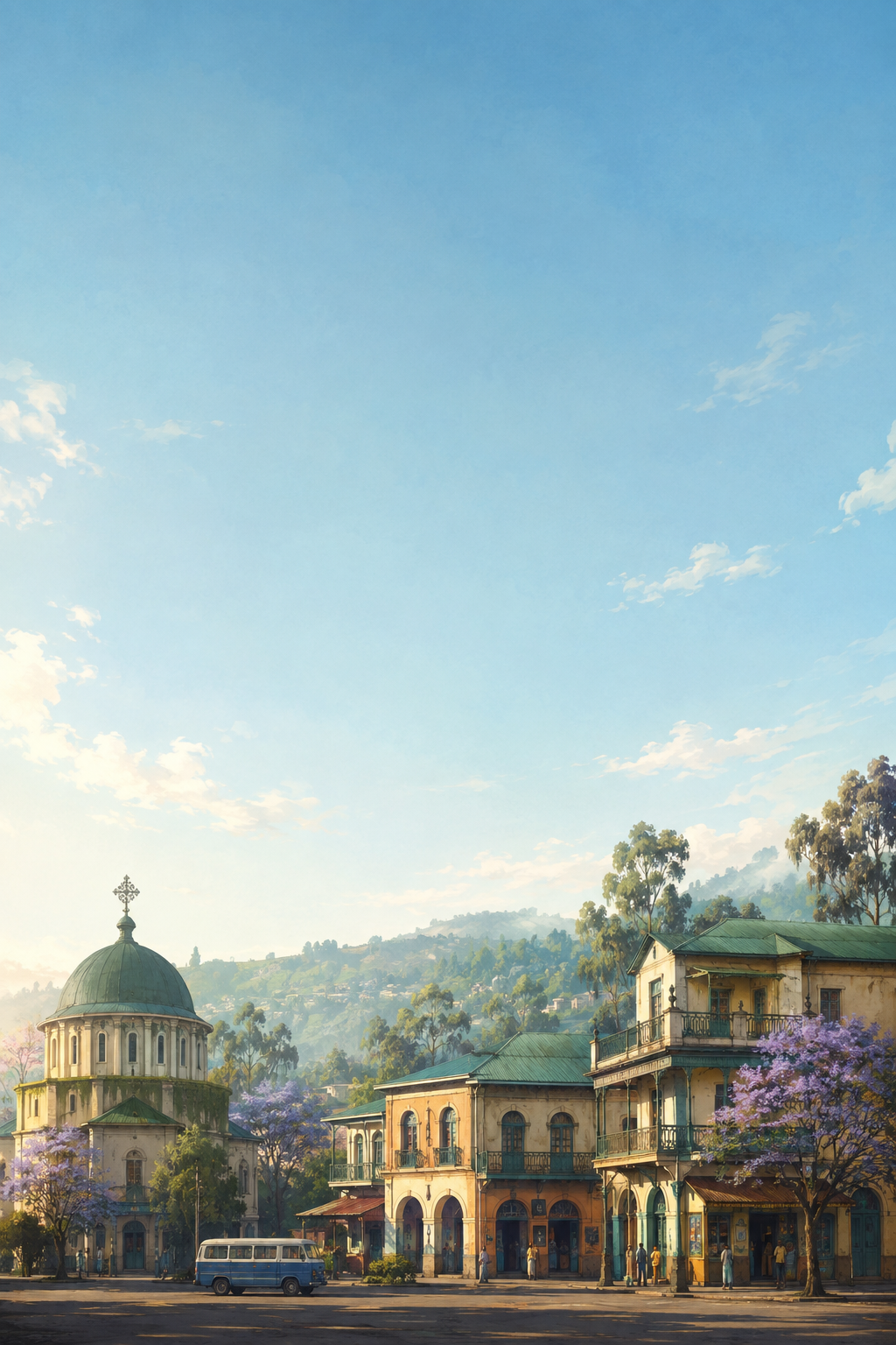 An illustrated Addis Ababa neighbourhood