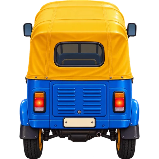 A blue and yellow bajaj