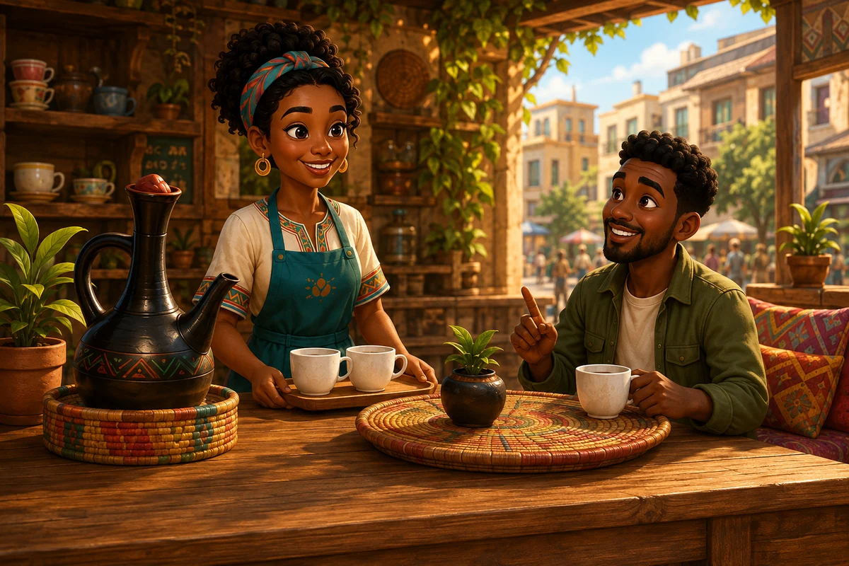 A welcoming Ethiopian coffee café
